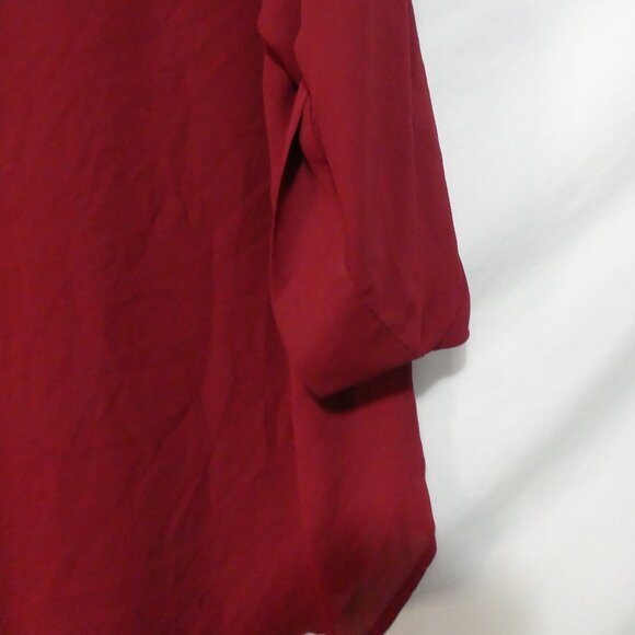 TORRID - Harper | size 2 | Chic Burgundy Blouse | Roll-Up Sleeves | Pockets - Picture 14 of 16